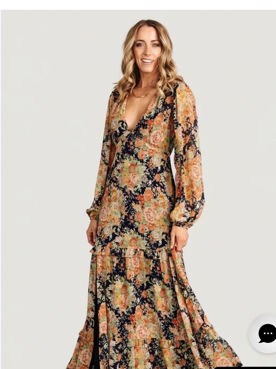 Baltic Born Dresses & Skirts - Baltic Born Navy Maxi Dress with Peach Floral Pattern
